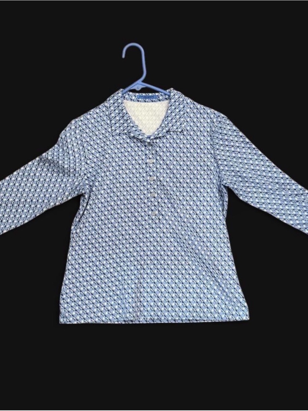 J. McLaughlin Light Blue Geometric Long-Sleeve Kids Top